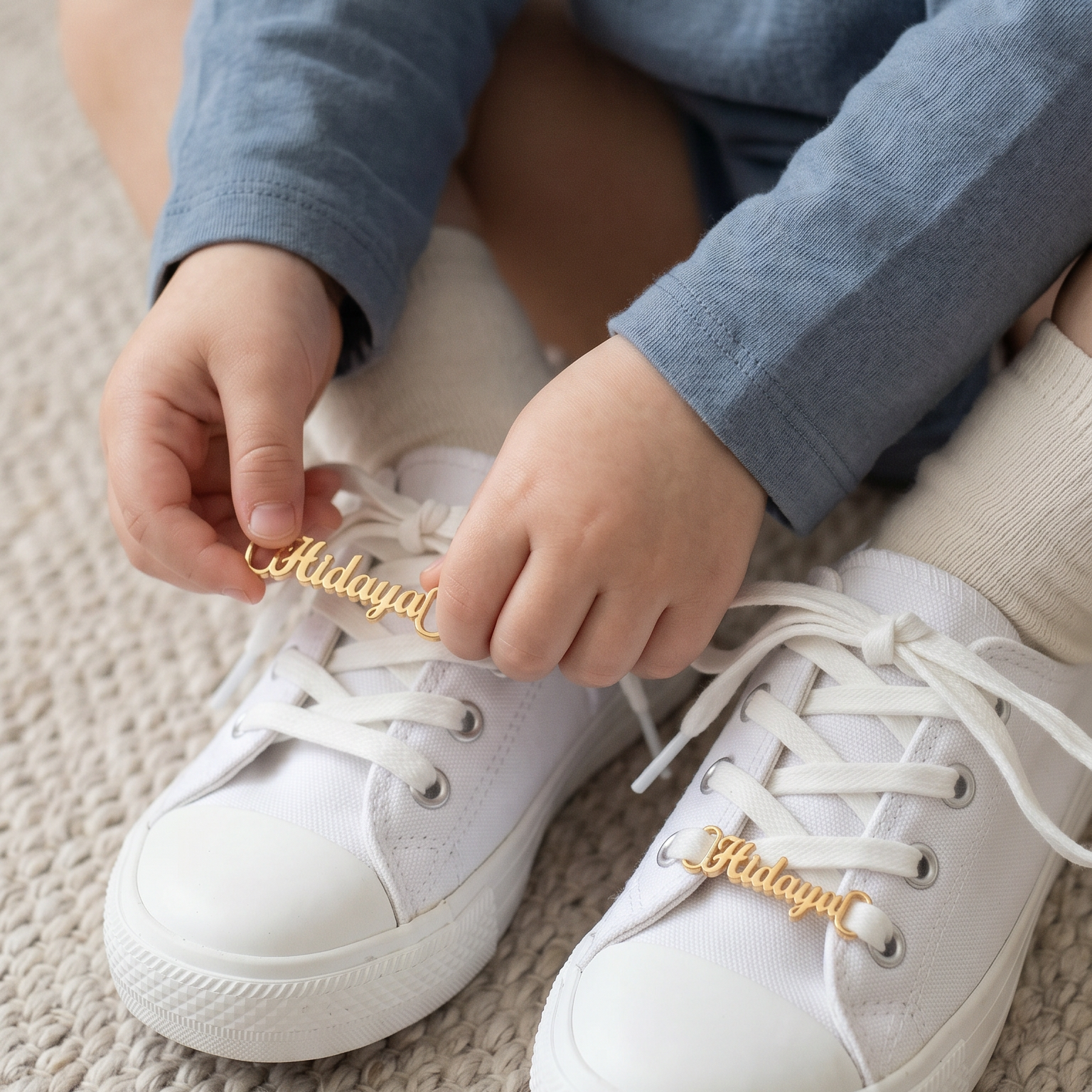 2pcs Golden Personalized Shoelace Buckle, Stainless Steel Personalized Letter Running Shoe Tag thumbnail 3