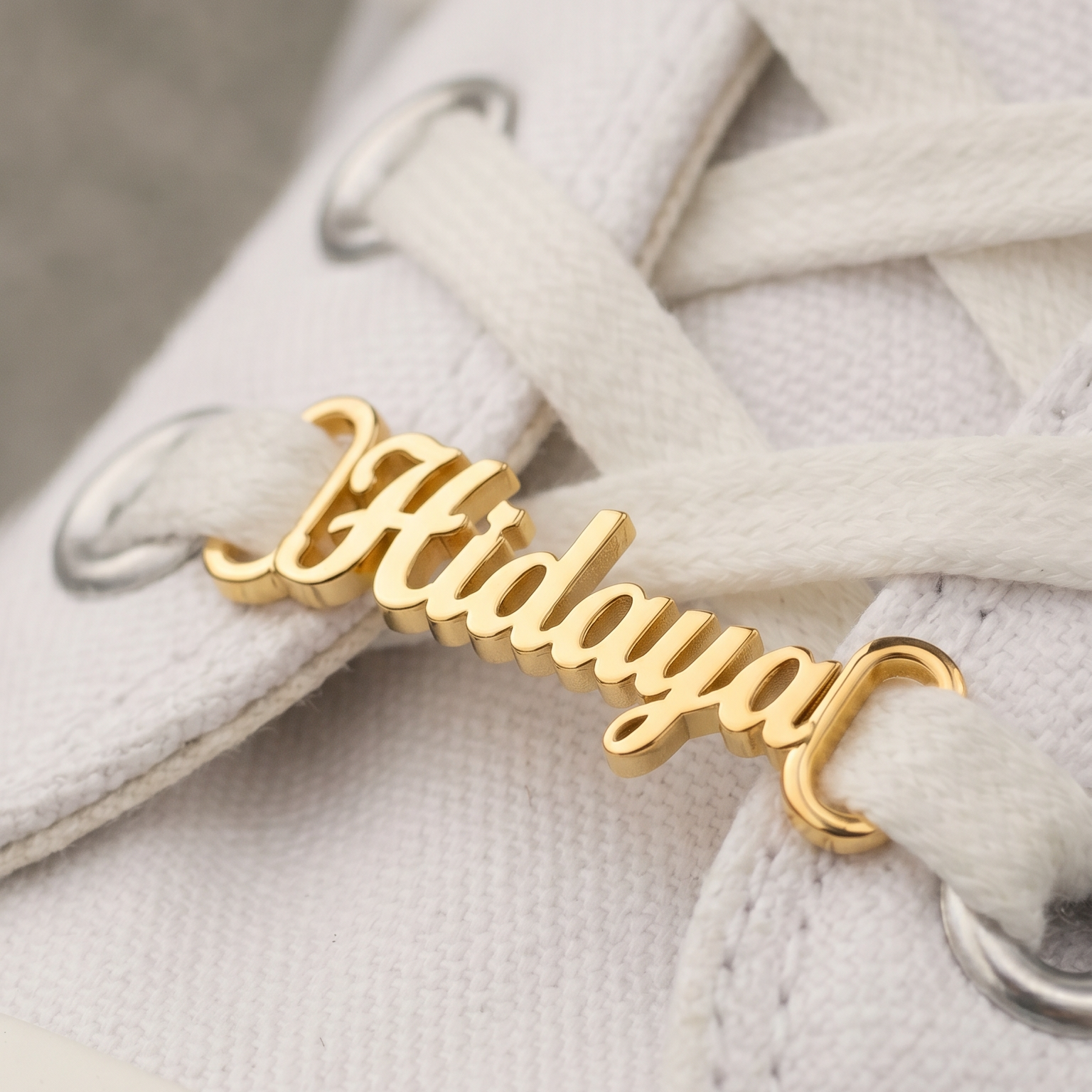 2pcs Golden Personalized Shoelace Buckle, Stainless Steel Personalized Letter Running Shoe Tag