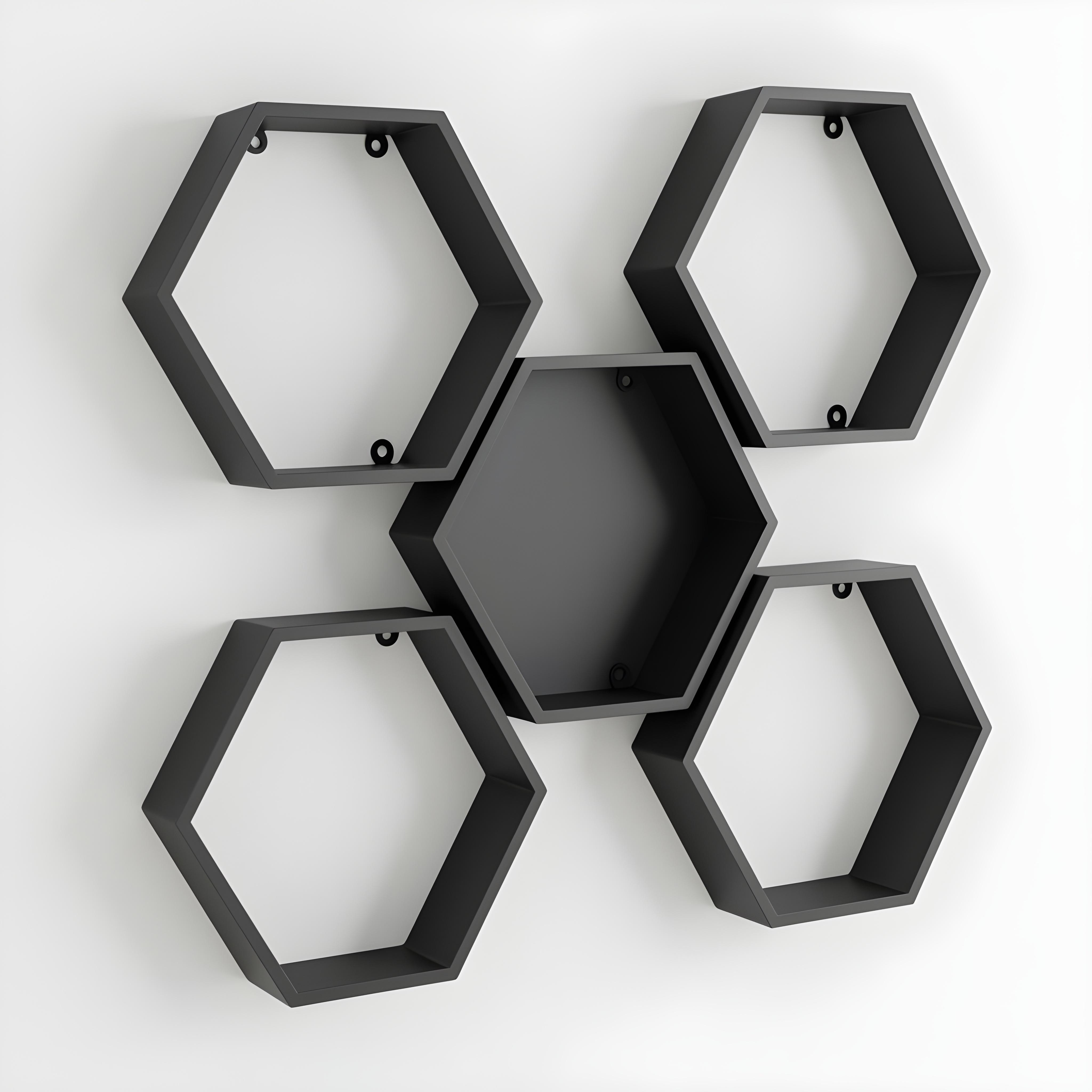 Modern Hexagon Floating Wall Shelf thumbnail 2