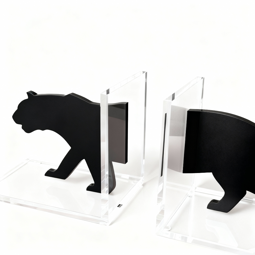 Panther Design Decorative Bookend Stand – Modern Acrylic Book Holder - View 1