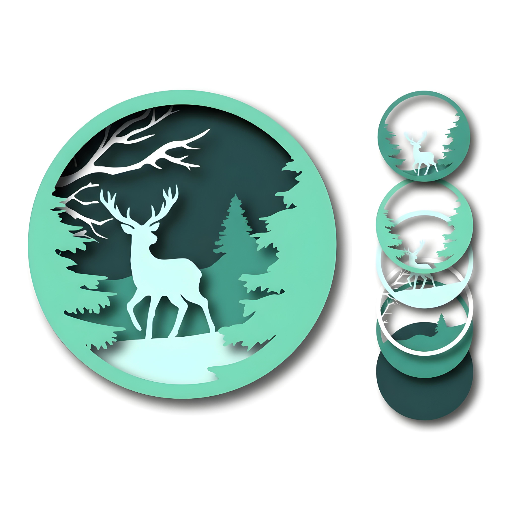 Forest Deer Layered Wall Art – Nature-Inspired Home Décor