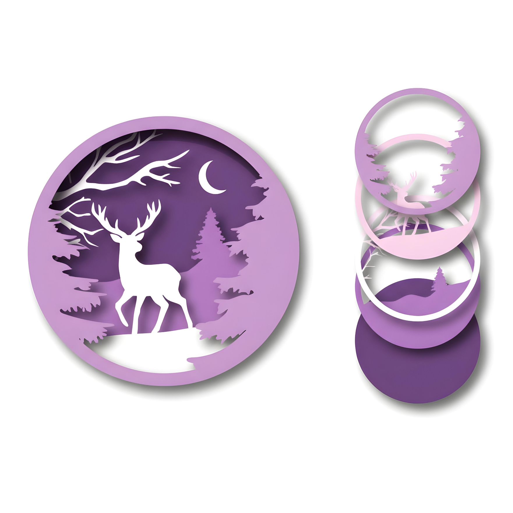Forest Deer Layered Wall Art – Nature-Inspired Home Décor thumbnail 2
