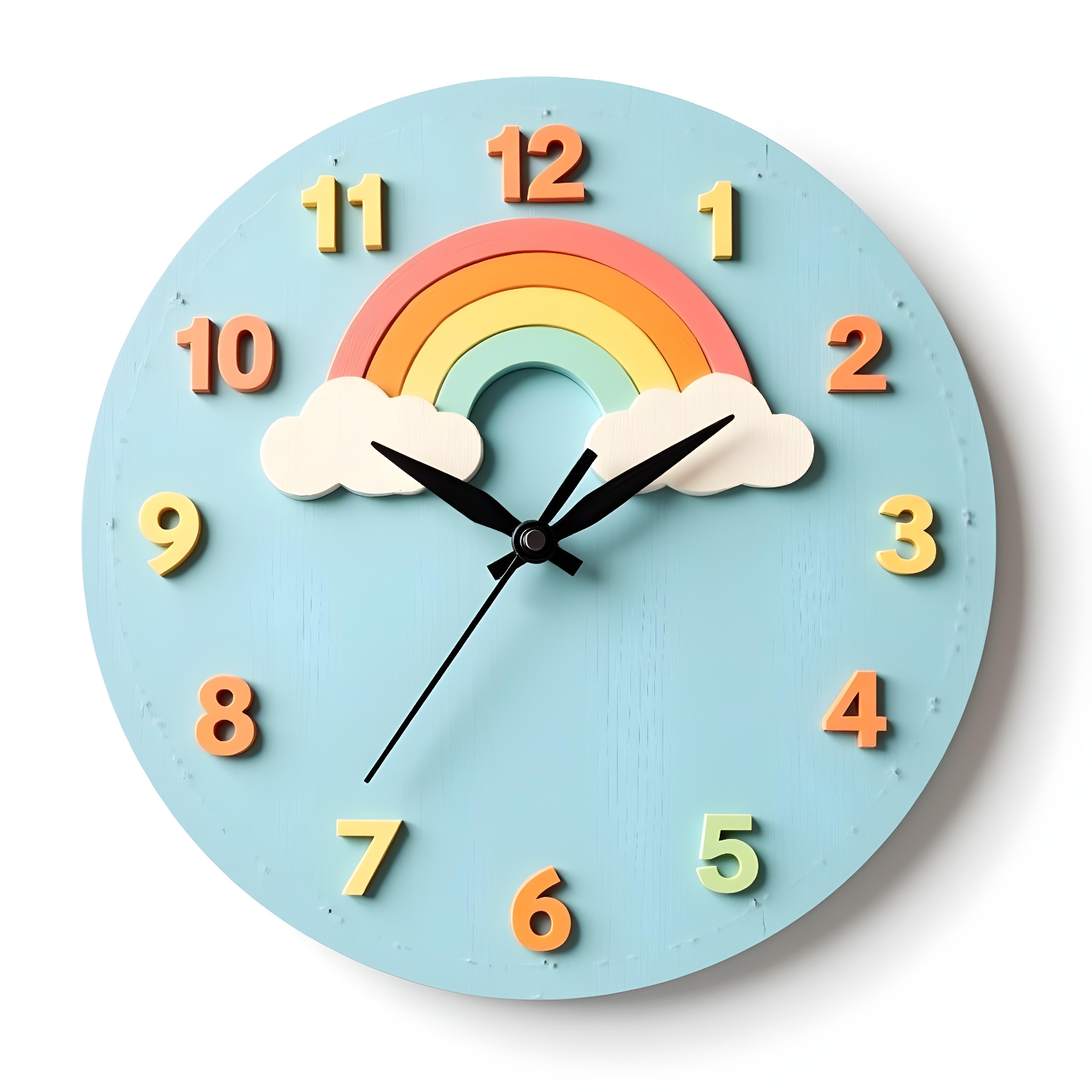 Cloud Wall Clock – Colorful 3D Number Design