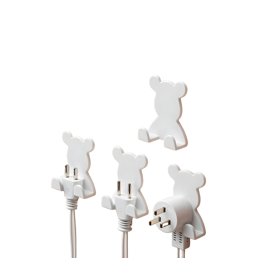 White Bear-Shaped Wall Hooks (Set of 4) - View 1