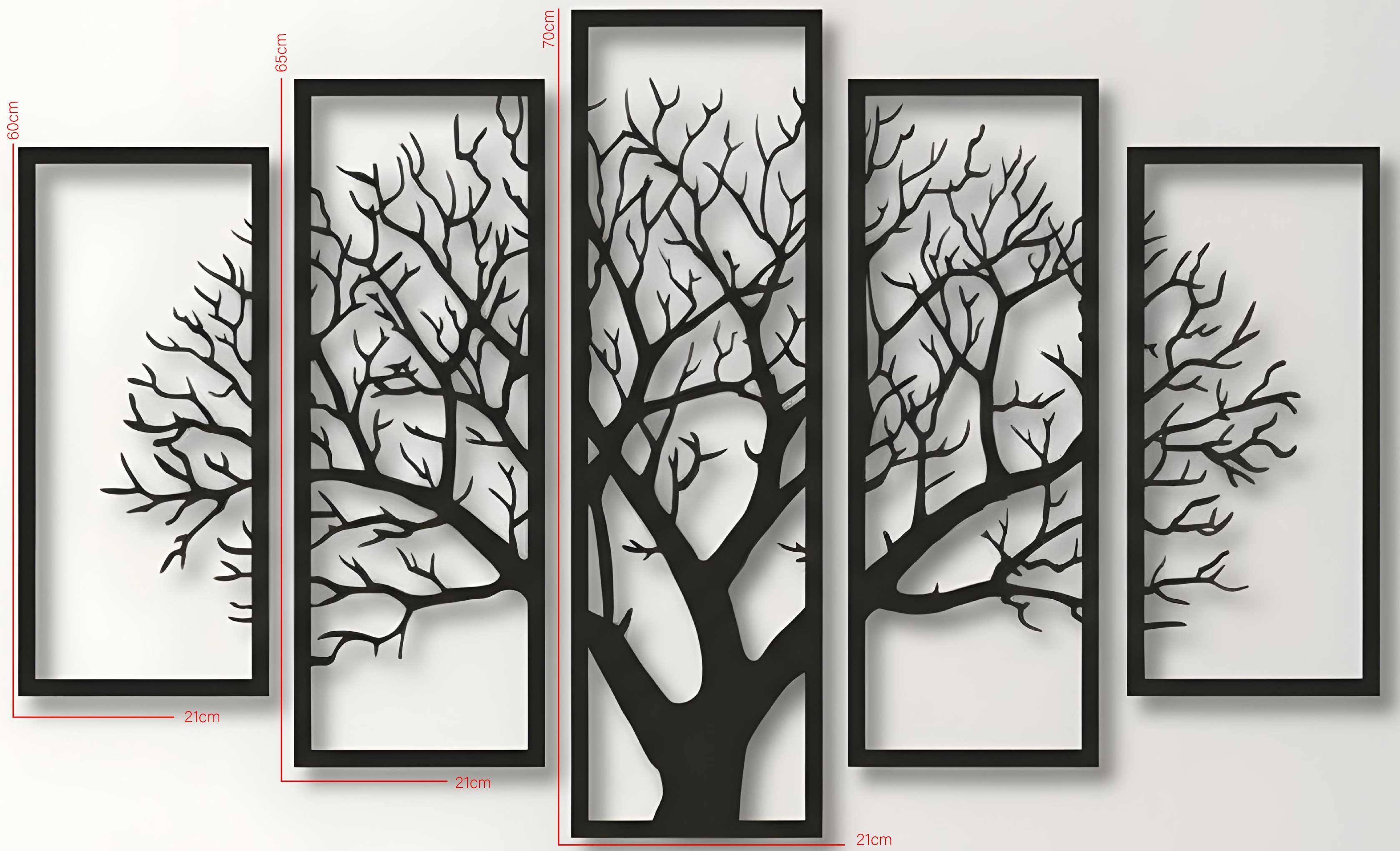 5-Piece Tree Silhouette Wall Art Set – Black Frames thumbnail 2