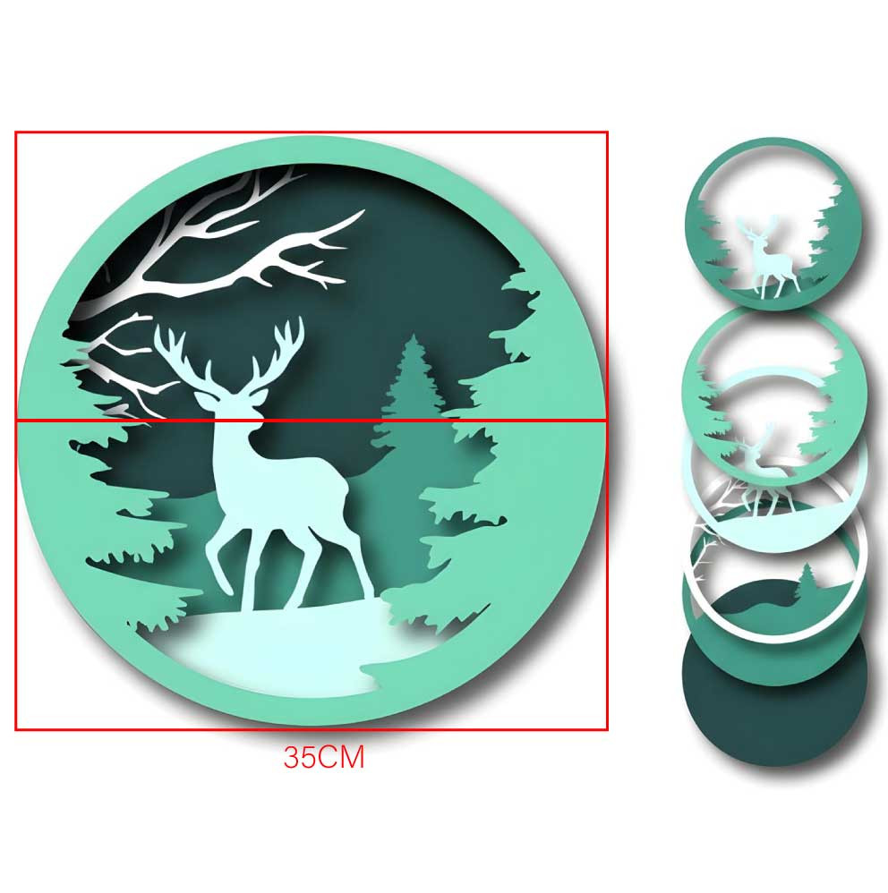 Forest Deer Layered Wall Art – Nature-Inspired Home Décor thumbnail 3