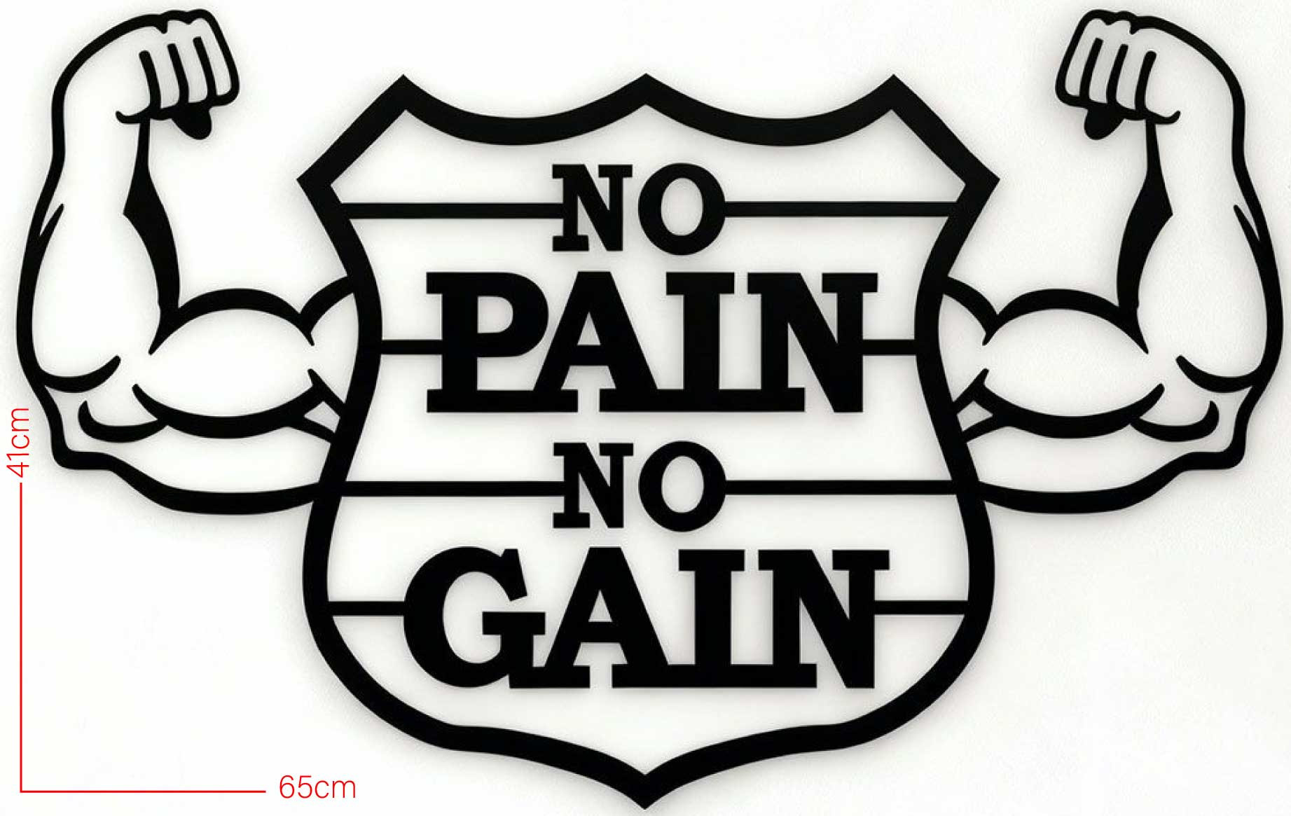 No Pain No Gain Motivational Gym Wall Art – Black Silhouette Design thumbnail 2