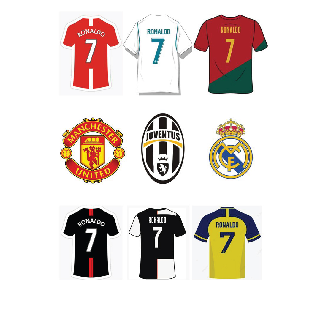 Ronaldo Jerseys & Club Logos Set – 9-Piece - View 1